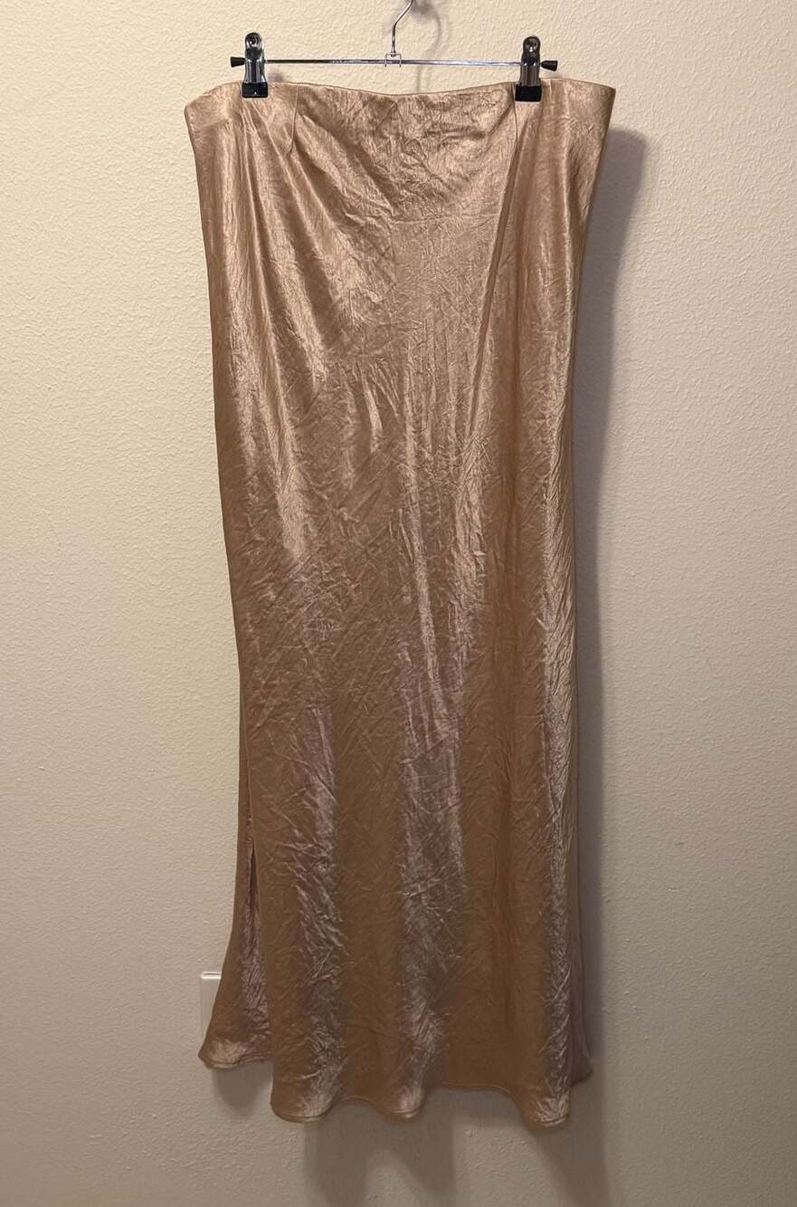 Esqualo Crushed Satin Skirt in Light Sand, Versatile, Easy to Style, Wedding
